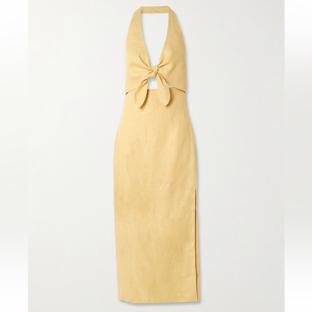 SIR Carlotta tie-front linen halterneck midi dress